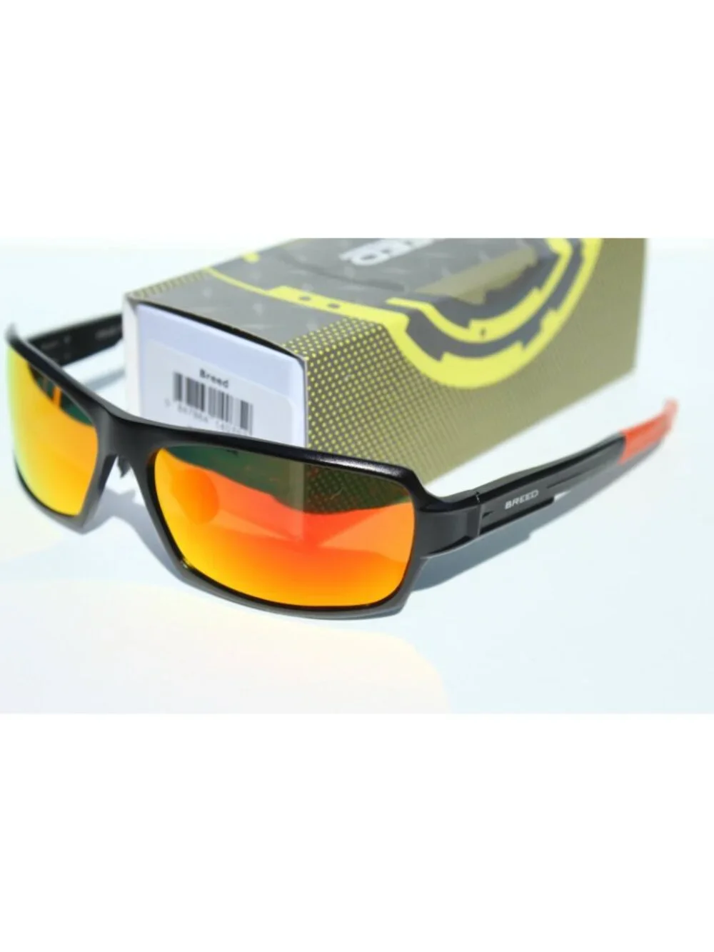 BREED Cosmos POLARIZED Sunglasses Black/Orange Red Mirror NEW $195 BSG013BK